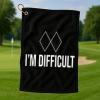 Im Difficult Hoodie Black Diamond Golf Towel thumb 1