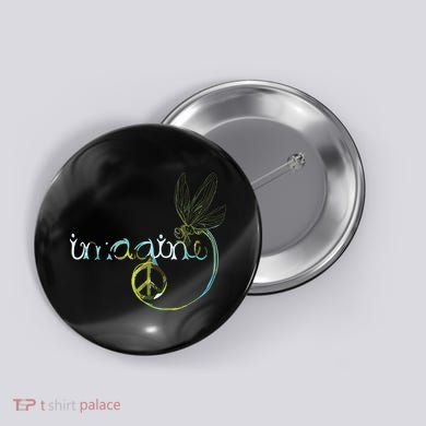 Imagine Dragonfly Hippie Peace Sign Tie Dye Free Spirited Button
