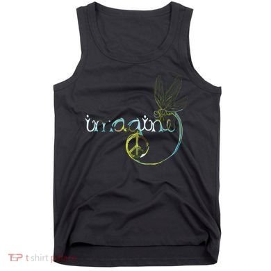 Imagine Dragonfly Hippie Peace Sign Tie Dye Free Spirited Tank Top
