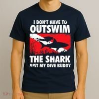 I Don't Have To Outswim The Shark - Scuba Diving Buddy Diver T-Shirt thumb 3