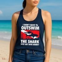 I Don't Have To Outswim The Shark - Scuba Diving Buddy Diver Women's Tank Top thumb 2