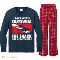 I Don't Have To Outswim The Shark - Scuba Diving Buddy Diver Kids Long Sleeve Plaid Pajama Set thumb 0
