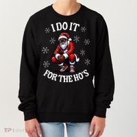 I Do It For The Hos African American Christmas Afro Santa Women's Sweatshirt thumb 0