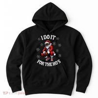 I Do It For The Hos African American Christmas Afro Santa Hoodie thumb 0