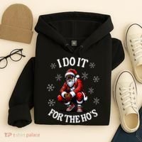 I Do It For The Hos African American Christmas Afro Santa Hoodie thumb 4