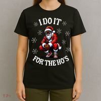 I Do It For The Hos African American Christmas Afro Santa T-Shirt thumb 4