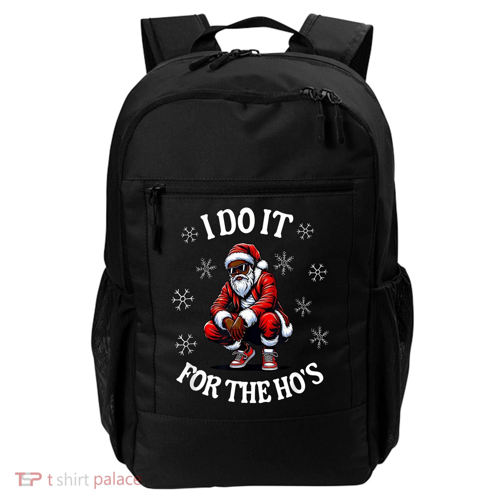 I Do It For The Hos African American Christmas Afro Santa Backpack