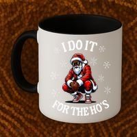 I Do It For The Hos African American Christmas Afro Santa Coffee Mug thumb 2