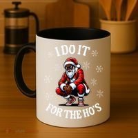 I Do It For The Hos African American Christmas Afro Santa Coffee Mug thumb 4
