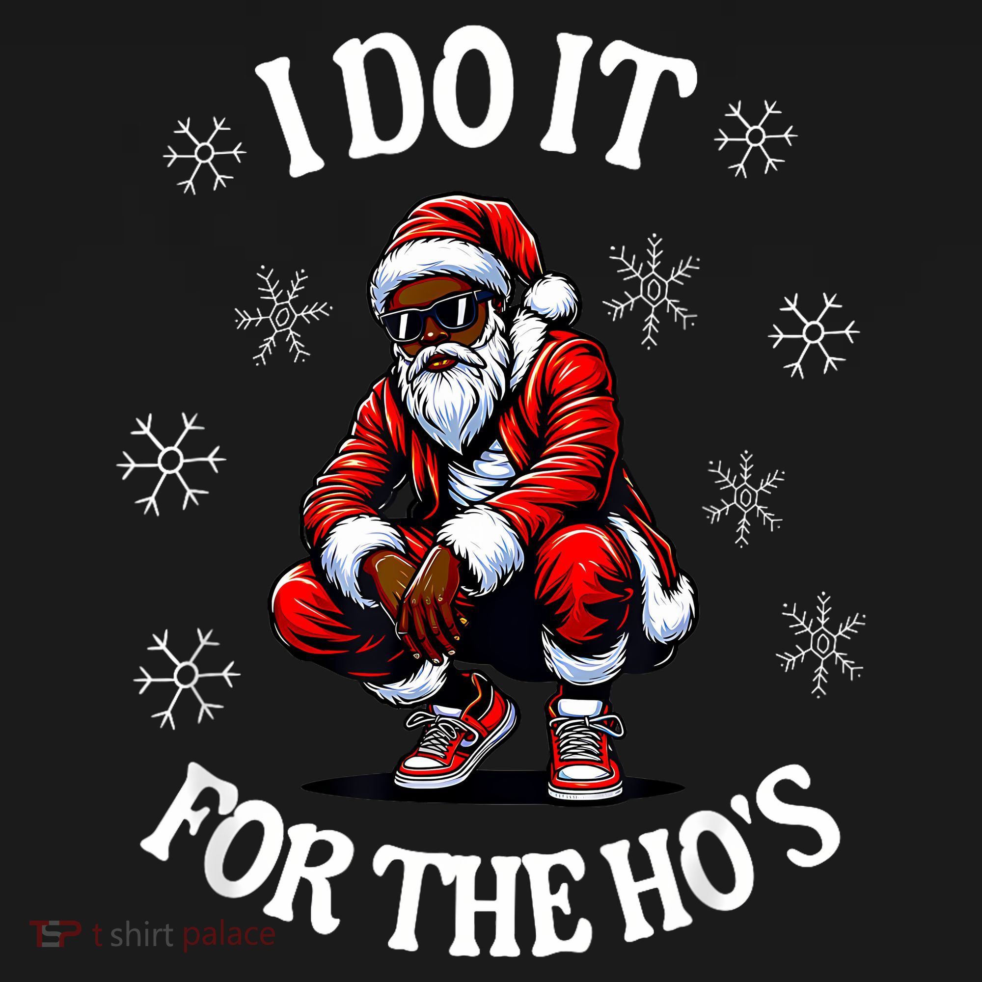 I Do It For The Hos African American Christmas Afro Santa Women's Hoodie