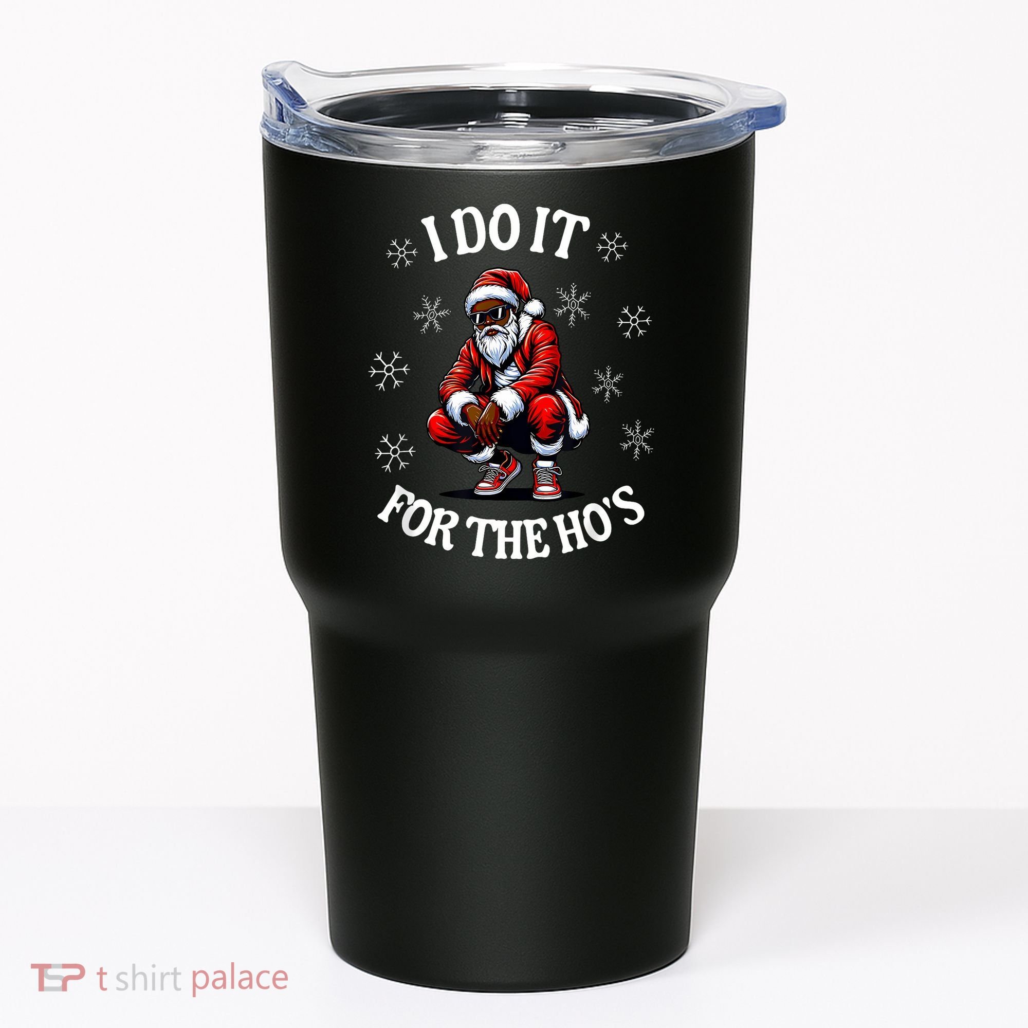 I Do It For The Hos African American Christmas Afro Santa Tumbler