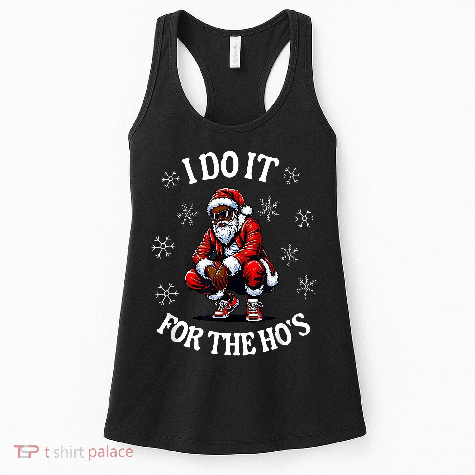 I Do It For The Hos African American Christmas Afro Santa Women's Tank Top