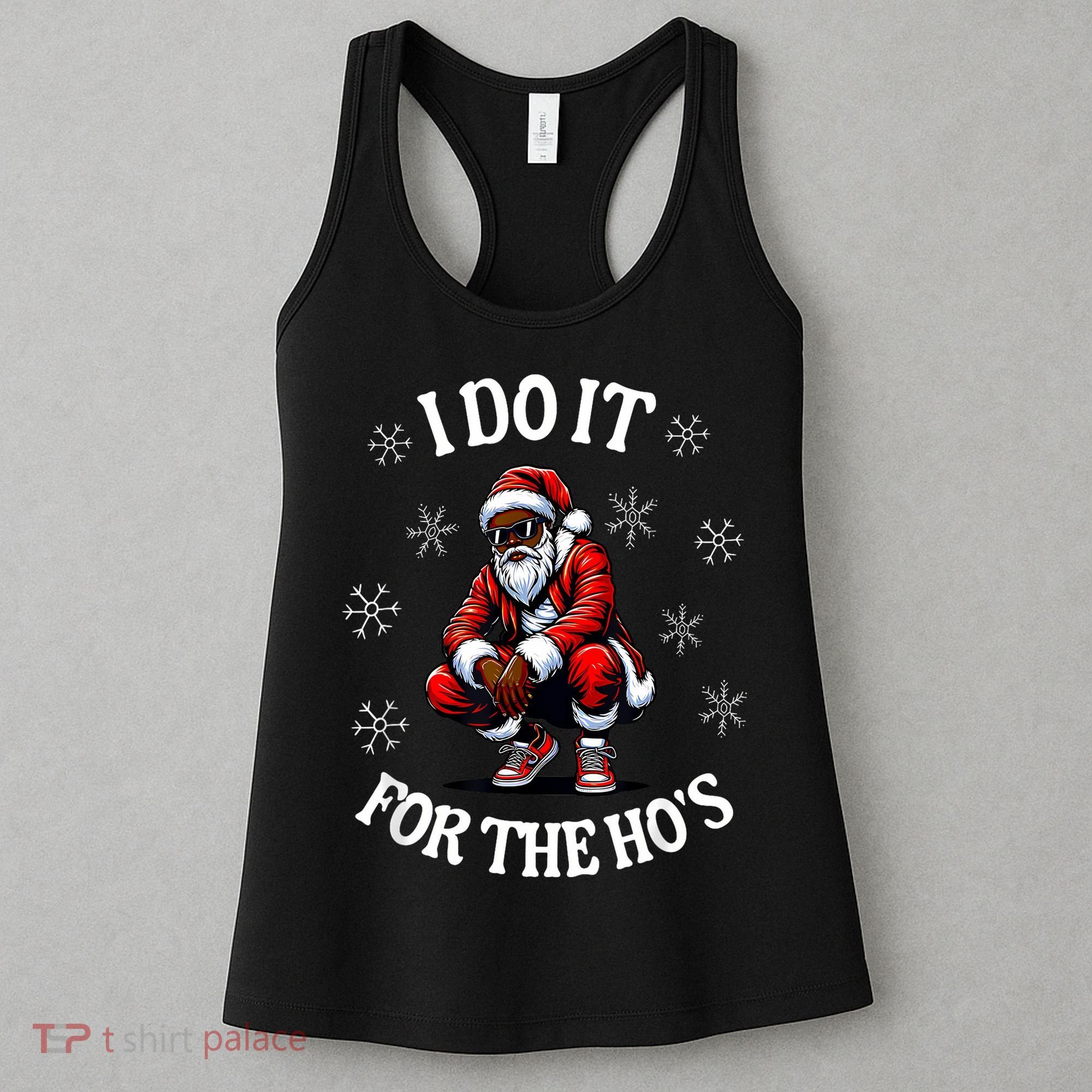 I Do It For The Hos African American Christmas Afro Santa Women's Tank Top