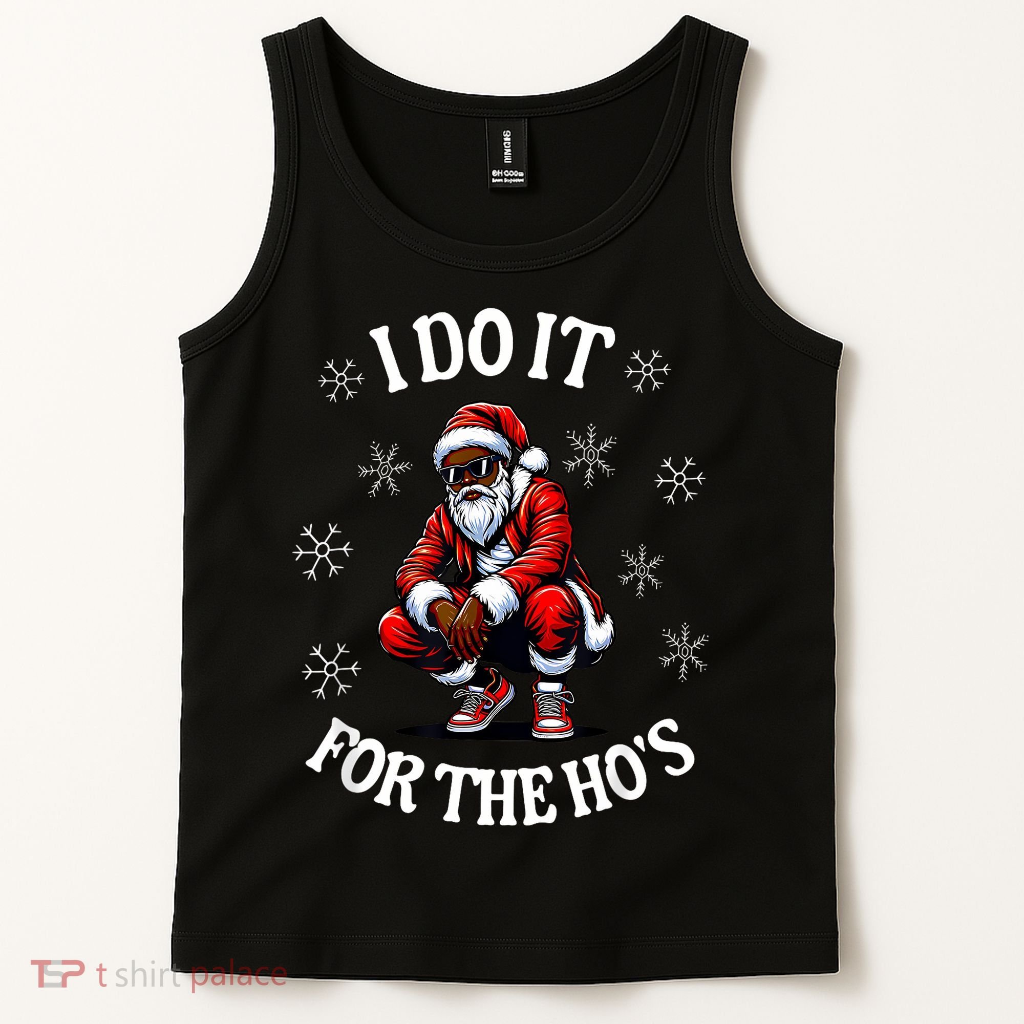 I Do It For The Hos African American Christmas Afro Santa Tank Top