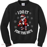 I Do It For The Hos African American Christmas Afro Santa Kids Sweatshirt thumb 0