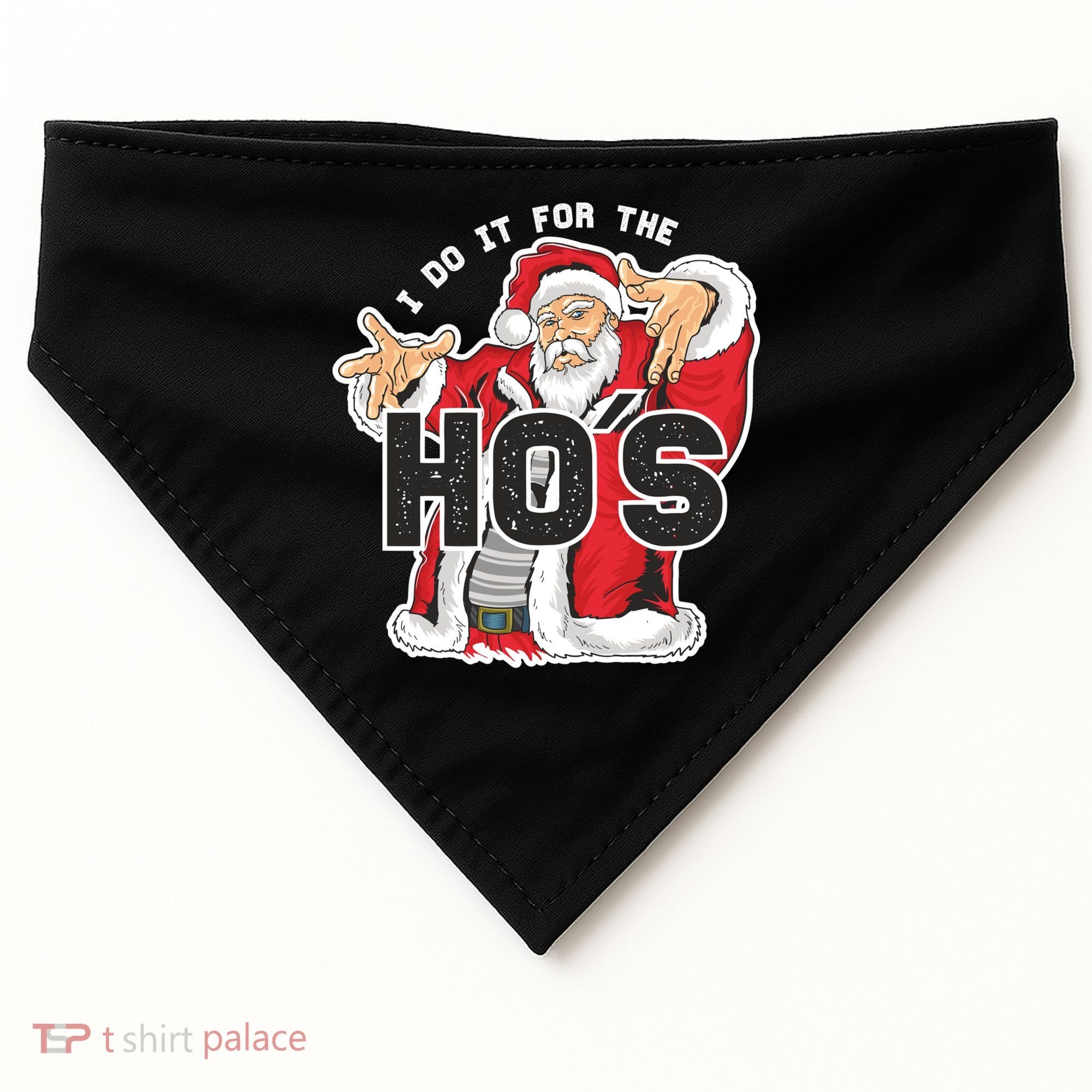 I Do It For The Hos Meaningful Gift Funny Retro Rap Santa Gift USA-Made Doggie Bandana