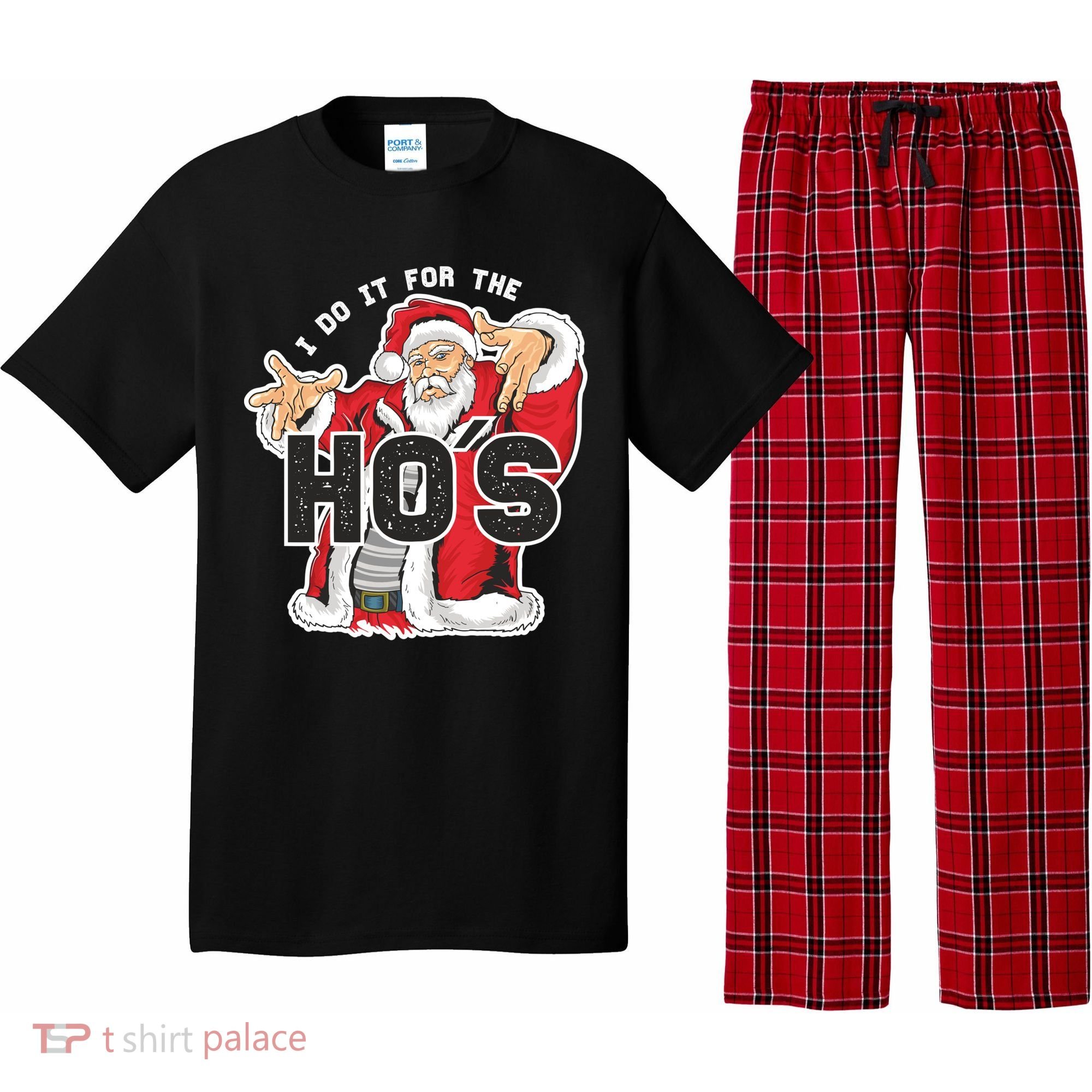 I Do It For The Hos Meaningful Gift Funny Retro Rap Santa Gift Pajama Set