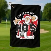 I Do It For The Hos Meaningful Gift Funny Retro Rap Santa Gift Golf Towel thumb 1