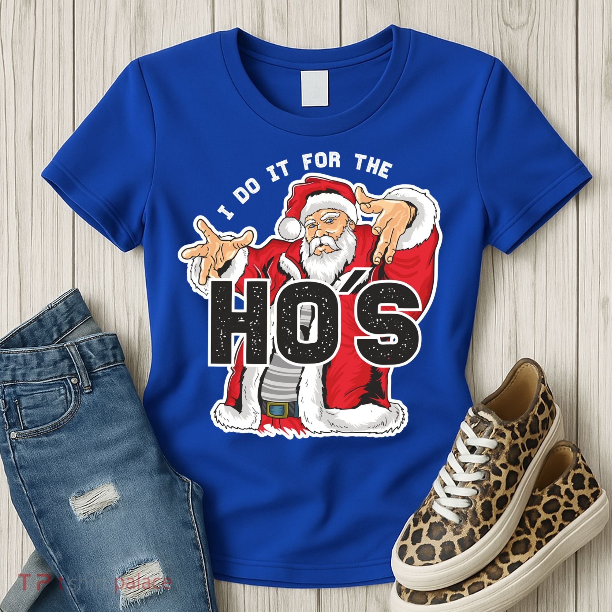 I Do It For The Hos Meaningful Gift Funny Retro Rap Santa Gift Women's T-Shirt