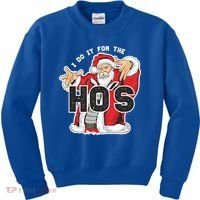 I Do It For The Hos Meaningful Gift Funny Retro Rap Santa Gift Kids Sweatshirt thumb 0
