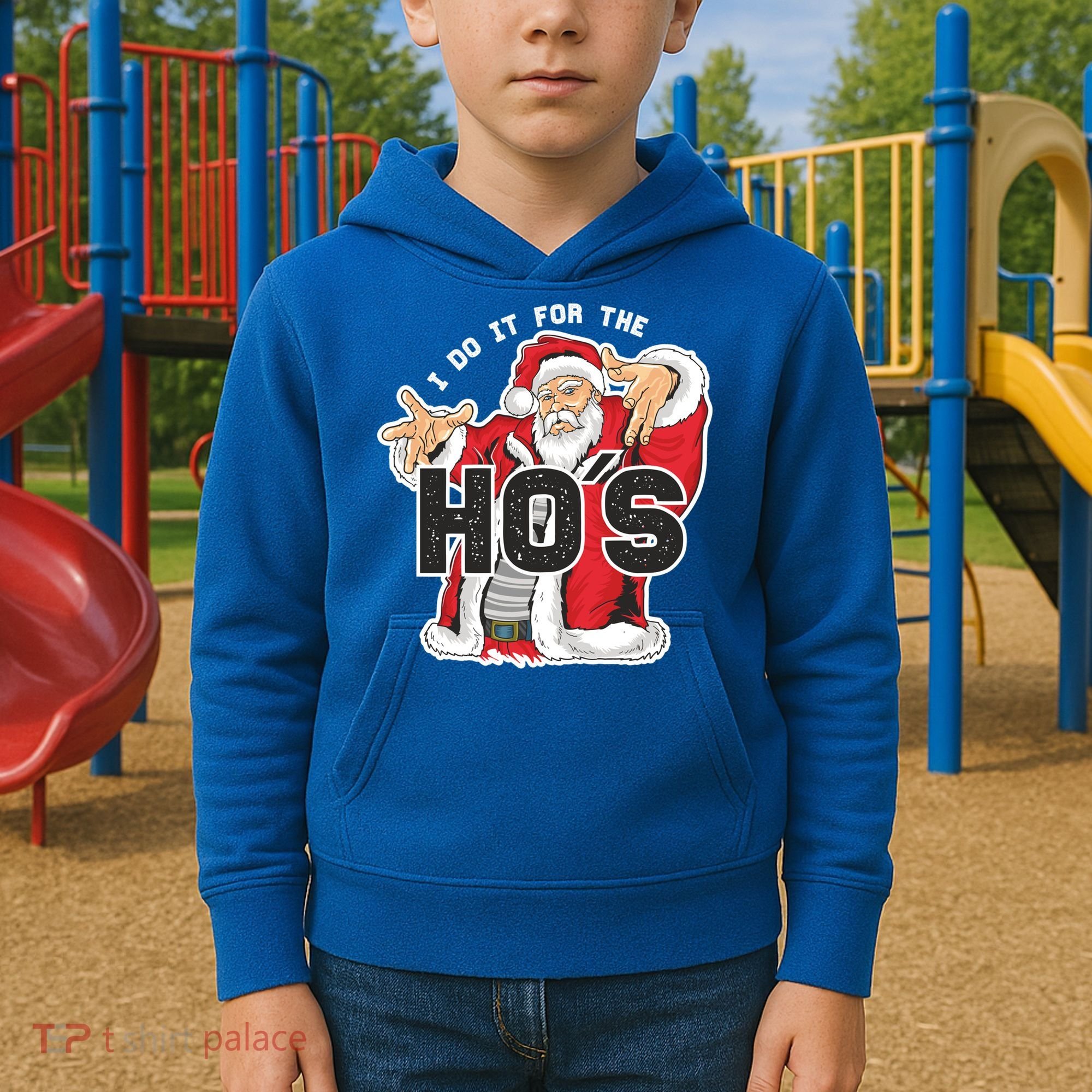 I Do It For The Hos Meaningful Gift Funny Retro Rap Santa Gift Kids Hoodie