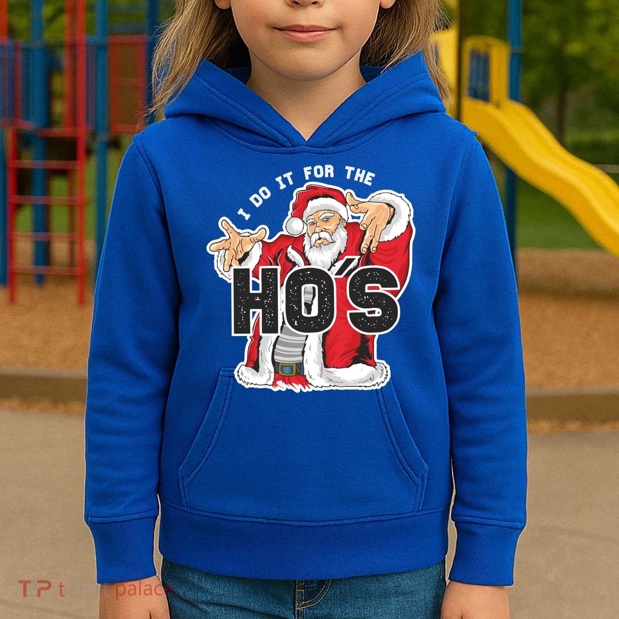 I Do It For The Hos Meaningful Gift Funny Retro Rap Santa Gift Kids Hoodie