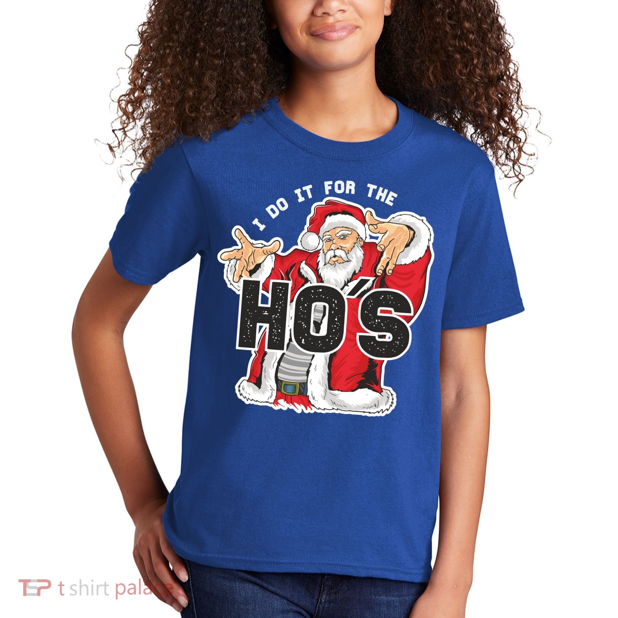 I Do It For The Hos Meaningful Gift Funny Retro Rap Santa Gift Kids T-Shirt