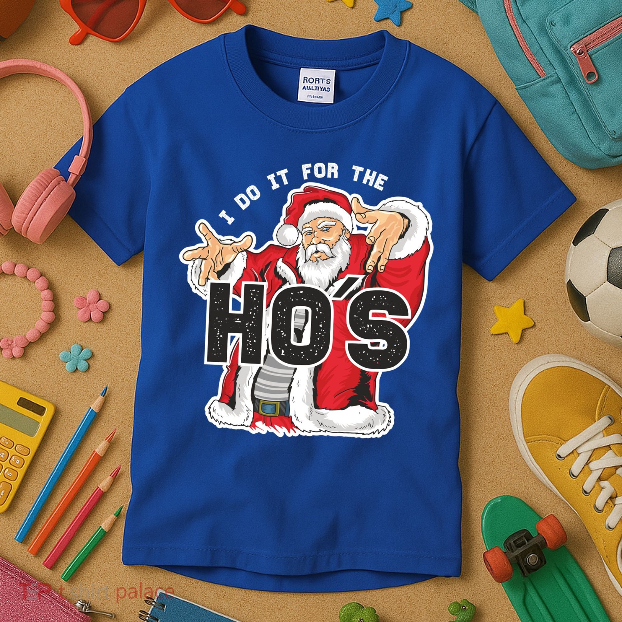 I Do It For The Hos Meaningful Gift Funny Retro Rap Santa Gift Kids T-Shirt