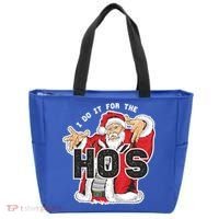 I Do It For The Hos Meaningful Gift Funny Retro Rap Santa Gift Tote Bag thumb 0