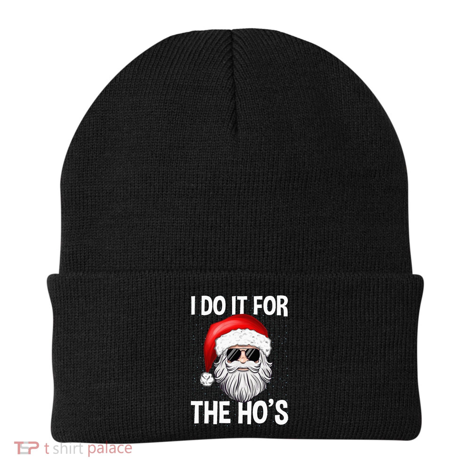 I Do It For The Ho's Funny Inappropriate Christmas Santa Beanie