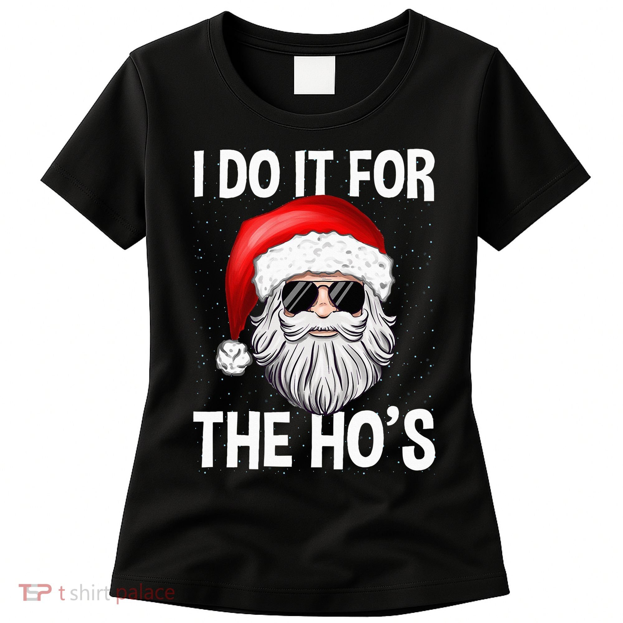 I Do It For The Ho's Funny Inappropriate Christmas Santa Women's T-Shirt