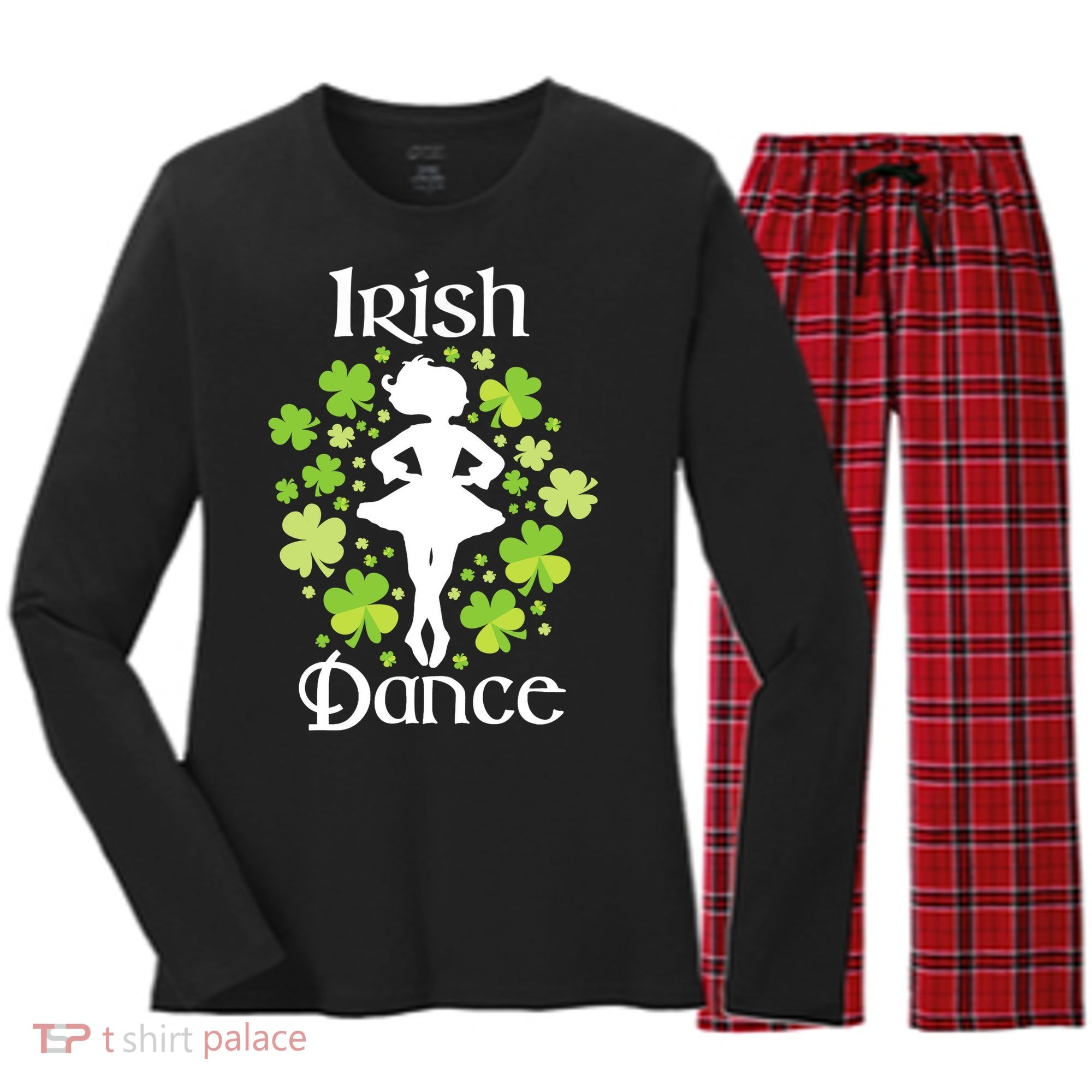 Irish Dance - Irish Dancer Ceili Reel Dance Women's Long Sleeve Flannel Pajama Set 