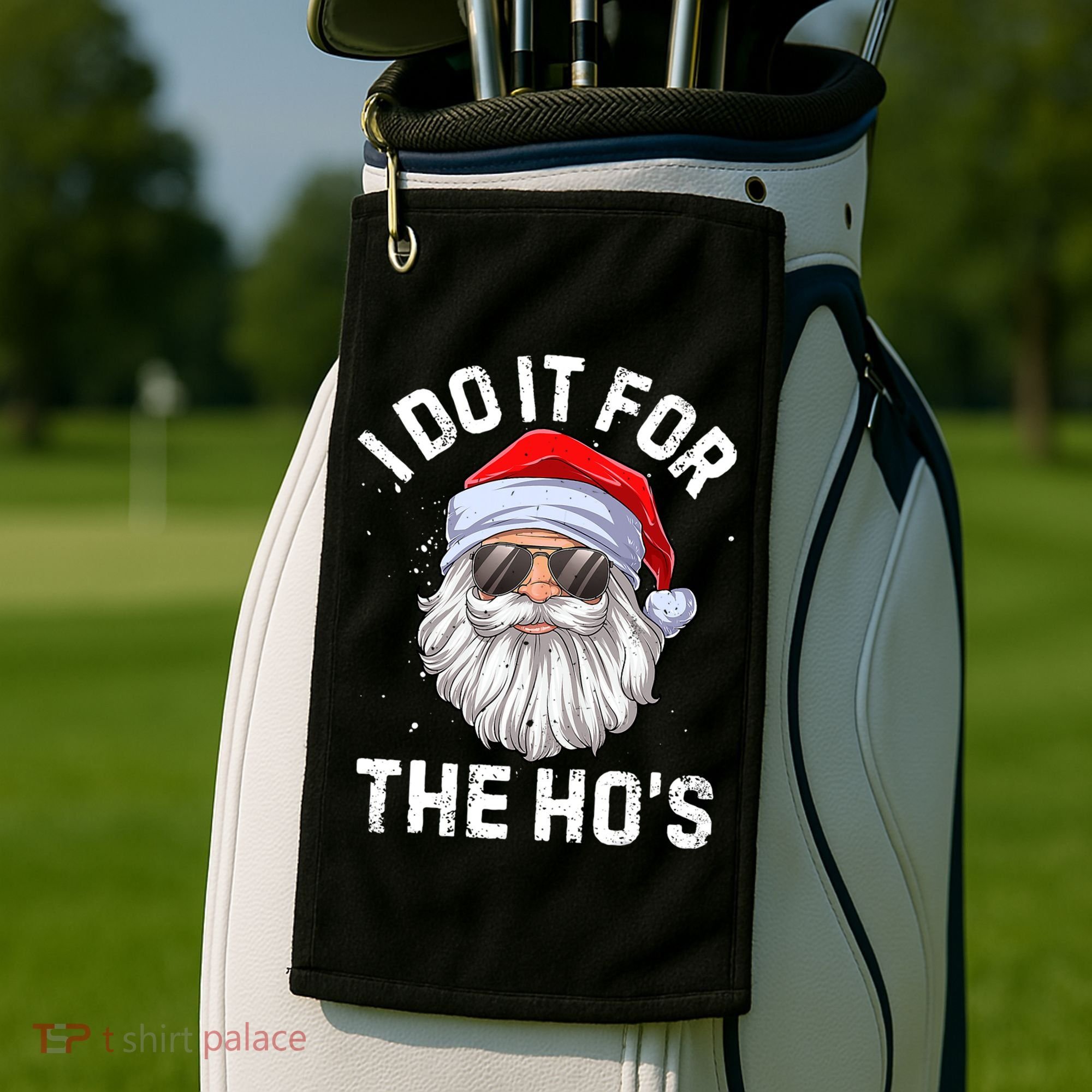 I Do It For The HoS Funny Inappropriate Christmas Santa Gift Golf Towel
