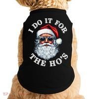 I Do It For The Hos Funny Inappropriate Christmas Santa Face Doggie Tank thumb 0