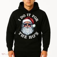 I Do It For The Hos Funny Inappropriate Christmas Santa Face Hoodie thumb 2