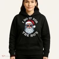 I Do It For The Hos Funny Inappropriate Christmas Santa Face Hoodie thumb 5
