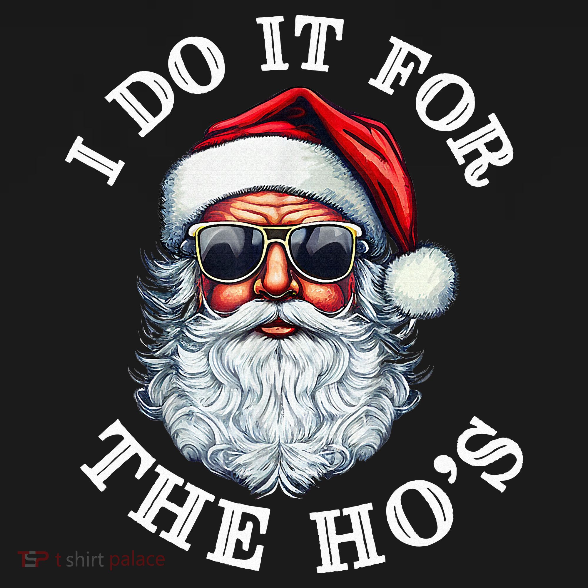 I Do It For The Hos Funny Inappropriate Christmas Santa Face T-Shirt