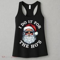 I Do It For The Hos Funny Inappropriate Christmas Santa Face Women's Tank Top thumb 3