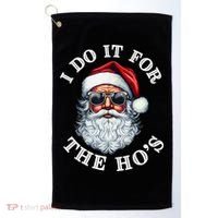 I Do It For The Hos Funny Inappropriate Christmas Santa Face Golf Towel thumb 0