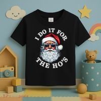 I Do It For The Hos Funny Inappropriate Christmas Santa Face Toddler T-Shirt thumb 3