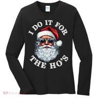 I Do It For The Hos Funny Inappropriate Christmas Santa Face Women's Long Sleeve Shirt thumb 0