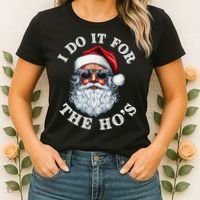 I Do It For The Hos Funny Inappropriate Christmas Santa Face Women's T-Shirt thumb 2