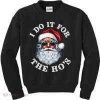 I Do It For The Hos Funny Inappropriate Christmas Santa Face Kids Sweatshirt thumb 0