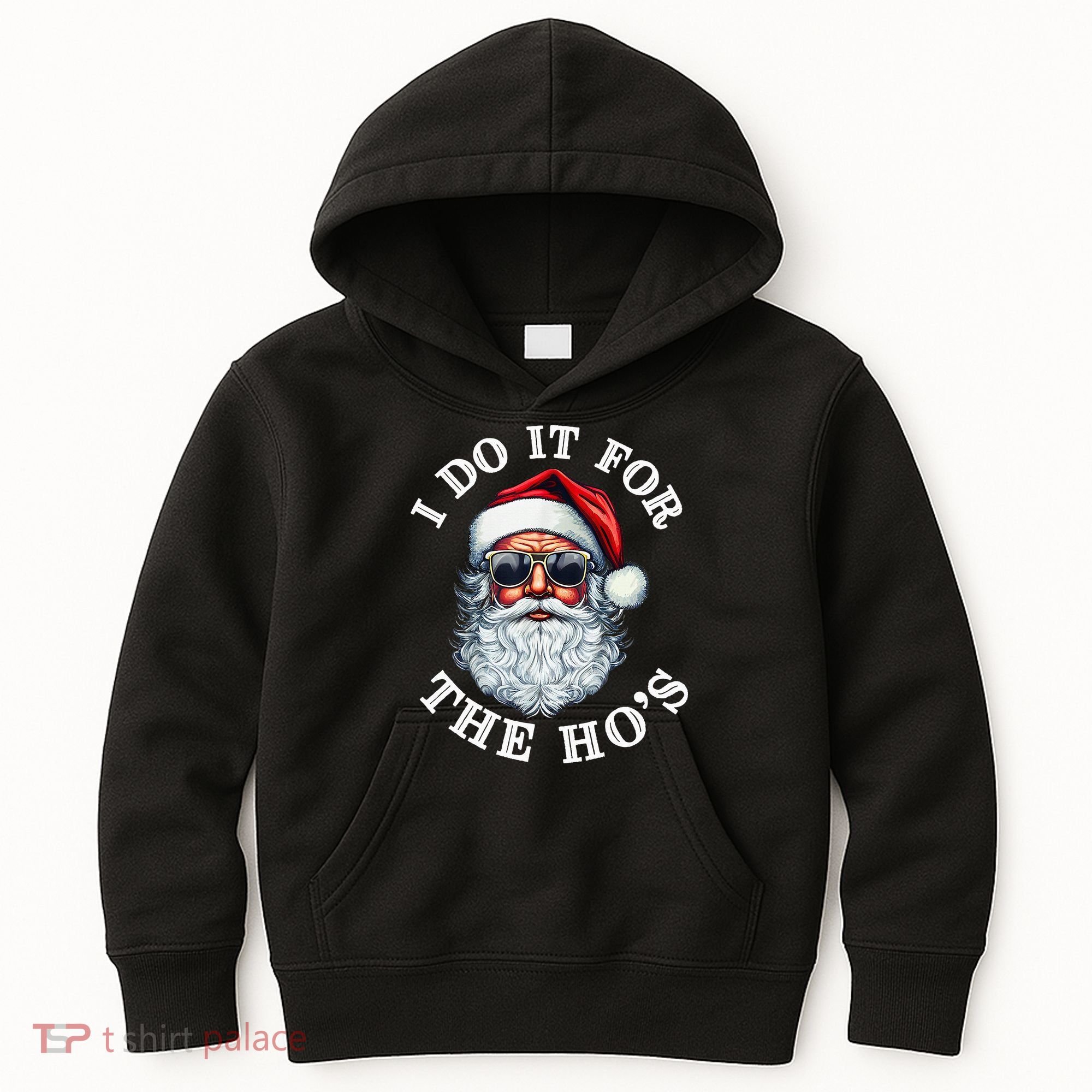 I Do It For The Hos Funny Inappropriate Christmas Santa Face Kids Hoodie