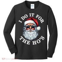 I Do It For The Hos Funny Inappropriate Christmas Santa Face Kids Long Sleeve Shirt thumb 0