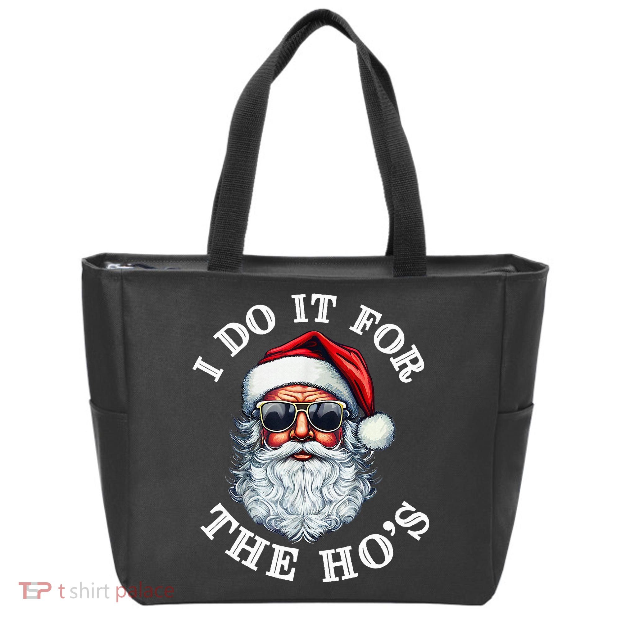 I Do It For The Hos Funny Inappropriate Christmas Santa Face Tote Bag