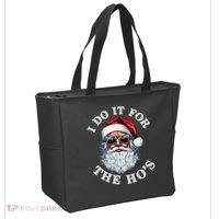 I Do It For The Hos Funny Inappropriate Christmas Santa Face Tote Bag thumb 2