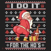I Do It For The Hos Twerking Santa Rude Christmas Sweater Gift Hat thumb 2
