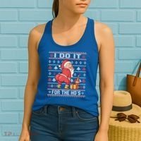 I Do It For The Hos Twerking Santa Rude Christmas Sweater Gift Women's Tank Top thumb 2