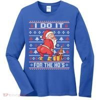 I Do It For The Hos Twerking Santa Rude Christmas Sweater Gift Women's Long Sleeve Shirt thumb 0